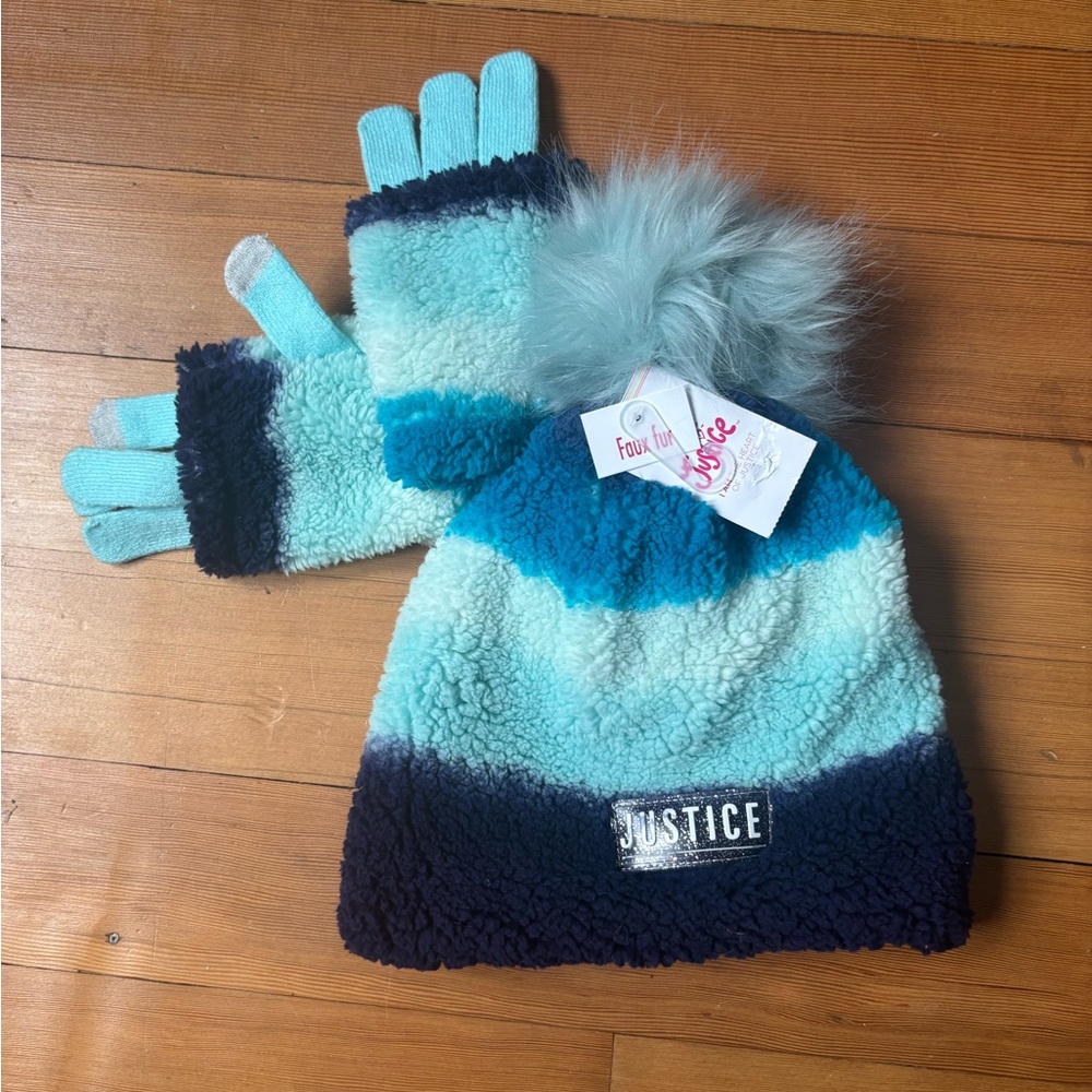 Justice Ombre Girls Hat and Gloves Set NWT